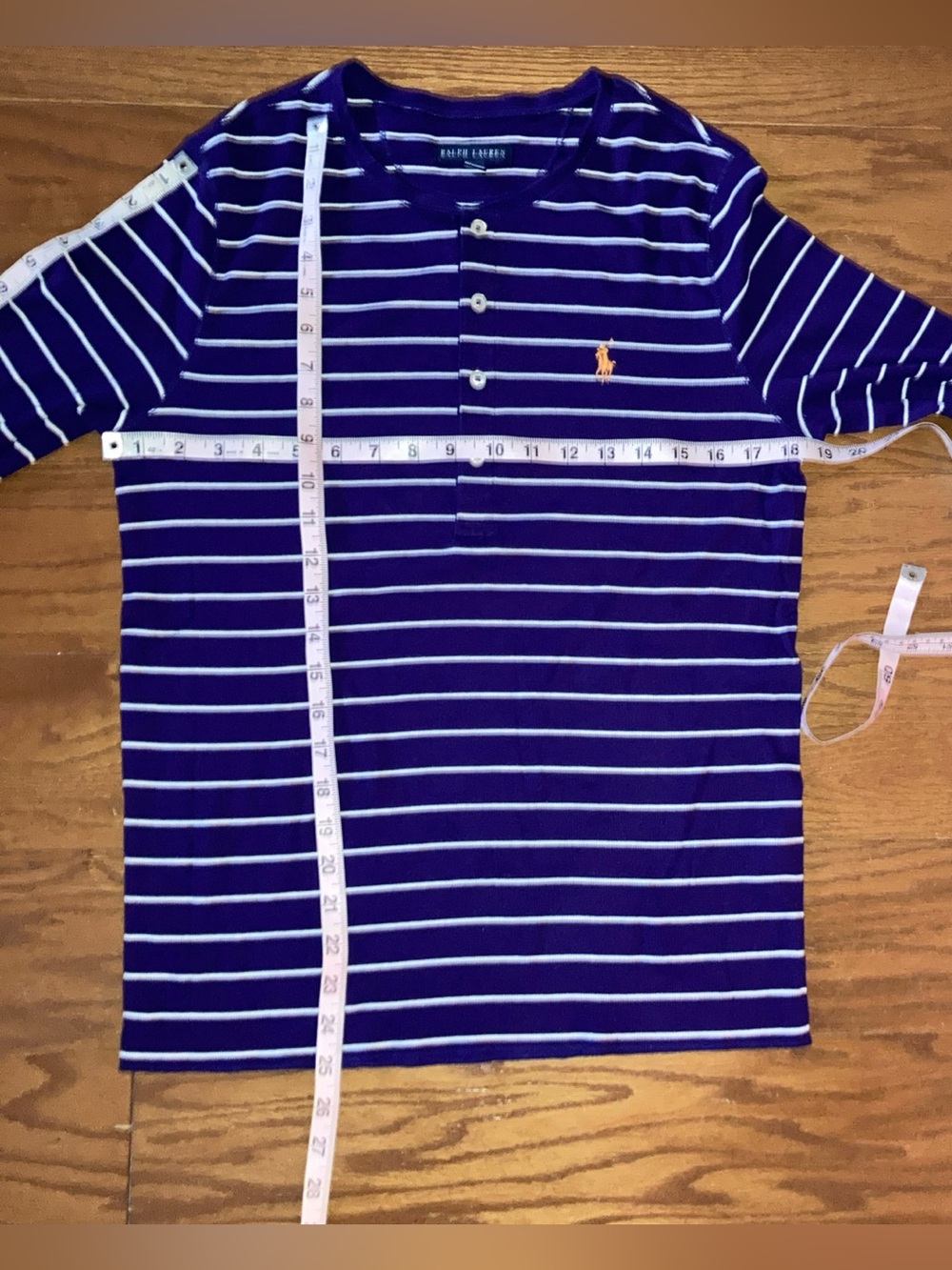 Ralph Lauren  Purple & White long sleeve T-shirt Henley Orange pony - Picture 8 of 9